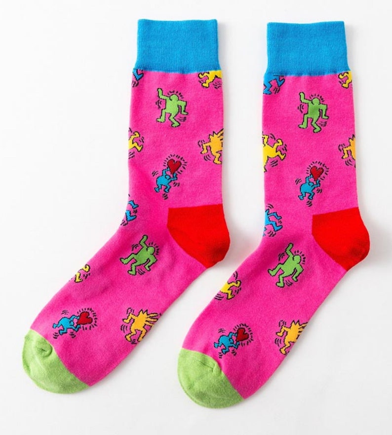 Keith Haring Socks Support World Pink Day 13 April Novelty - Etsy