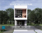 3x6m Tiny House Plan | 2-Story Small Home Design | 1 Bedroom, 1 Bathroom | PDF Download
