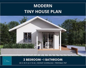 6x10m (20x33 ft) Tiny House Plan | 2 Bedroom 1 Bathroom | Minimalist Small House Plan PDF Download