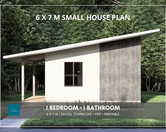 6x7m Small House Plan | 1 Bedroom Modern Minimalist Home | Compact Open-Plan Layout | PDF Download