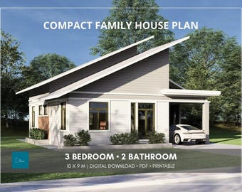 10x9m Modern House Plan | 3 Bedroom 2 Bathroom | Compact Minimalist Home PDF