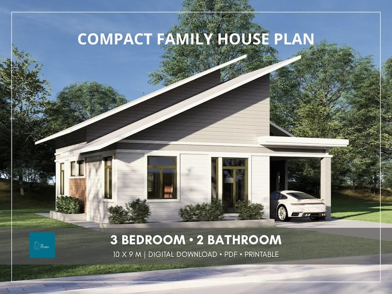 Image result for 10x9m Modern House Plan | 3 Bedroom 2 Bathroom | Compact Minimalist ...