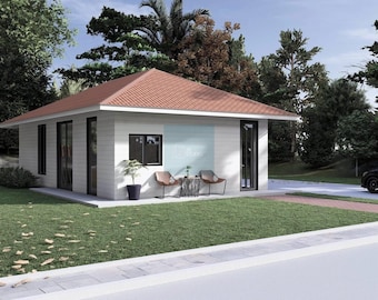 6m x 10m Minimalist Tiny House Plans | 2 Bedroom + 1 Bathroom | Digital Download