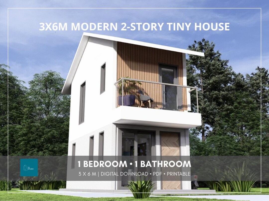 3x6m Two-story Tiny House Plan | 1 Bed 1 Bath PDF - Etsy