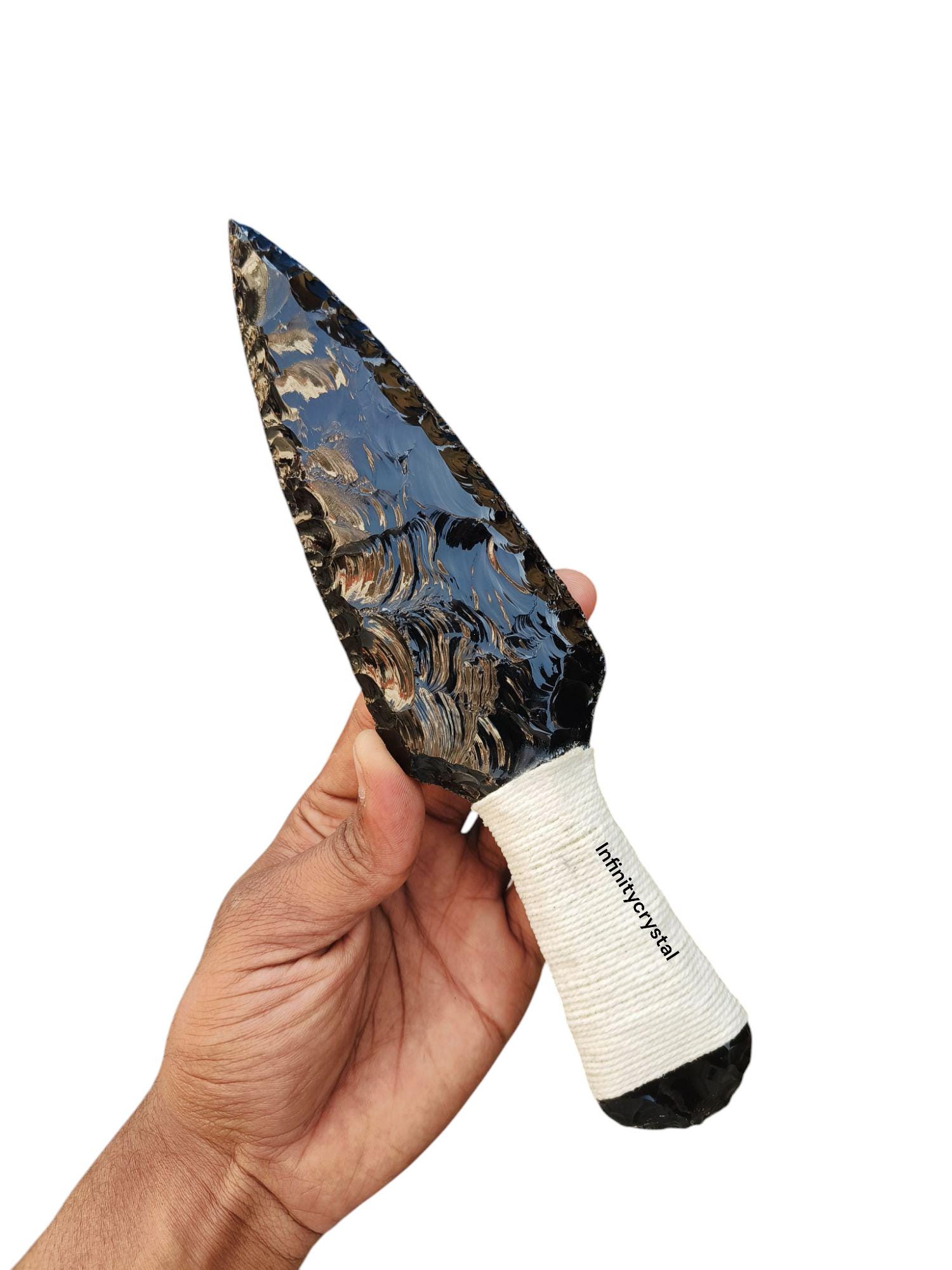 Natural Black Obsidian Dragon Knife | Handcrafted Primitive