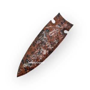 Handcrafted 10" Mahogany Obsidian Spearhead, Native Style Display Blade