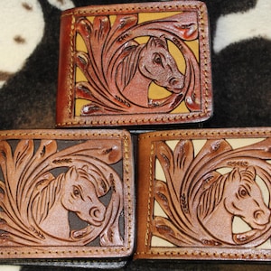 Hand Made Mexico Leather HandTooled Western Wallet- Carteras Vaquero De Piel