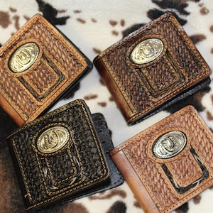 Hand Made Mexico Leather HandTooled Western Wallet- Carteras Vaquero De Piel