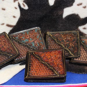Hand Made Mexico Leather HandTooled Western Wallet- Carteras Vaquero De Piel