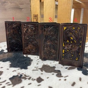 Hand Made Mexico Leather Tooled Wallet Carteras Cincelado Piel Vaqueta