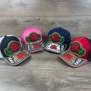 Rose Embroidered Jaripeo Rodeo Hat Gorra Charra con Rosas