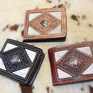 Hand Made Mexico Leather HandTooled Western Wallet- Carteras Cincelado Piel Vaqueta Calidad