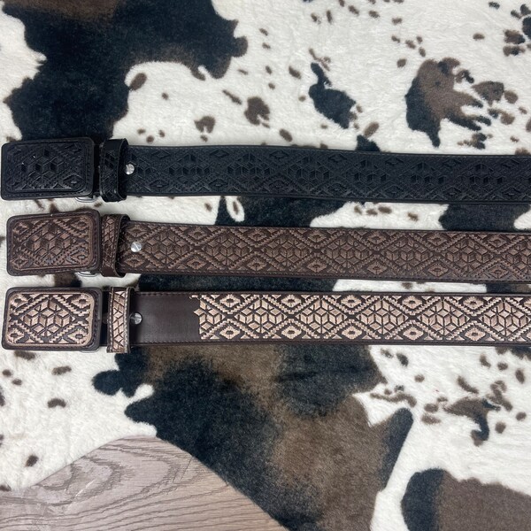 Mens Western Embroidered Belts Etsy