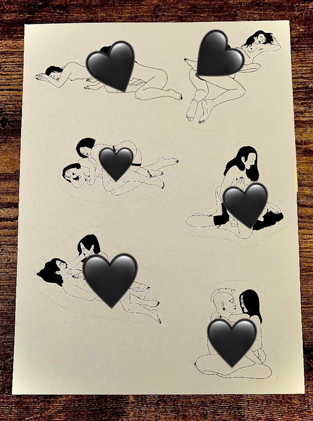Lesbian Sex Positions Erotic Handmade Stickers adult