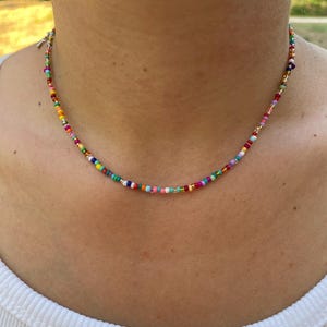 Pearl necklace in boho style, colorful, pastel, pearl choker