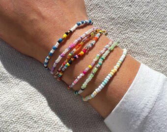 Perlenarmband im boho Stil, pastell, bunt