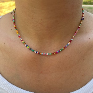 Boho style pearl necklace, colorful, pastel, pearl choker