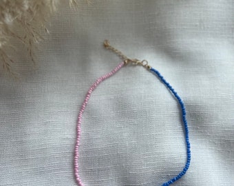 Perlenkette im Boho Stil, zwei farbige Kette