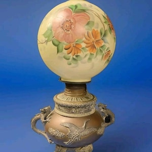 Bradley & Hubbard bronze parlor lamp painted shade
