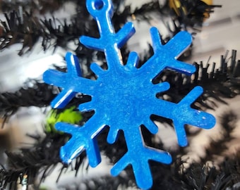 Snowflake Ornament, Resin Ornament, Christmas Gift For Her, Resin Snowflake, Blue Snowflake, Holiday Ornament