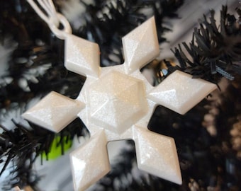 Snowflake Ornament, Resin Ornament, Christmas Gift For Her, Resin Snowflake, Blue Snowflake, Holiday Ornament