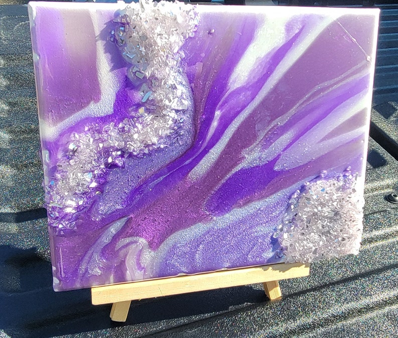 Purple Resin Geode Wall Art Crystal Wall Art Luxury Canvas Etsy