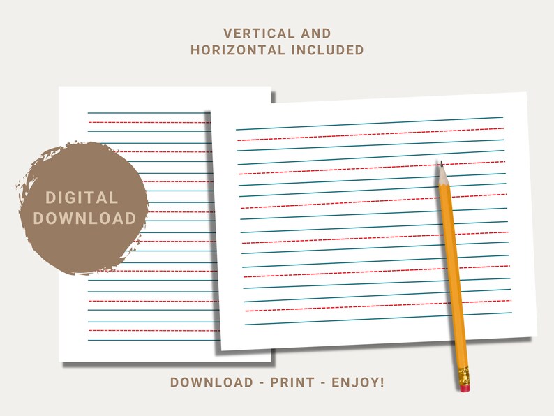 Lined Paper Printable Kids Practice Writing Sheets Homeschool
