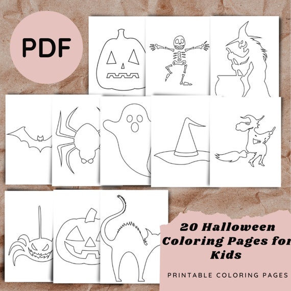 Halloween Coloring Pages for Kids  20 Pages  Instant