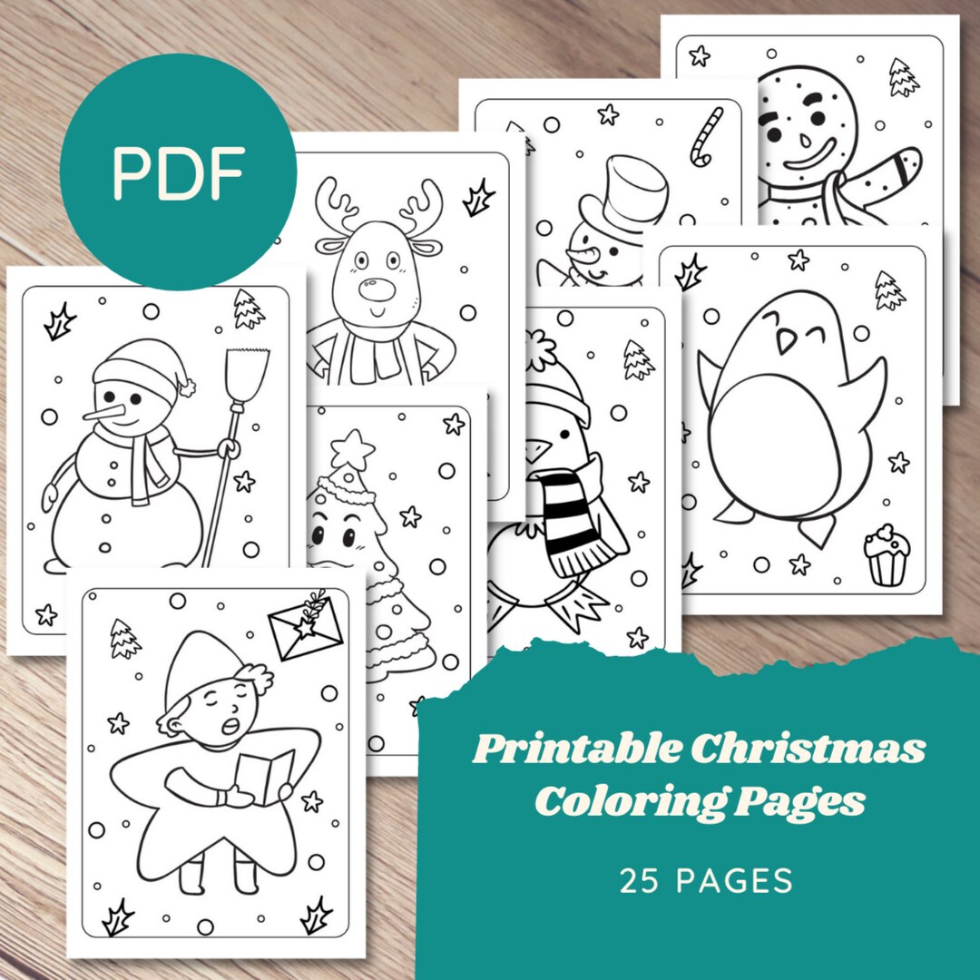 Christmas Coloring Pages for Kids - Printable PDF Instant Download ...