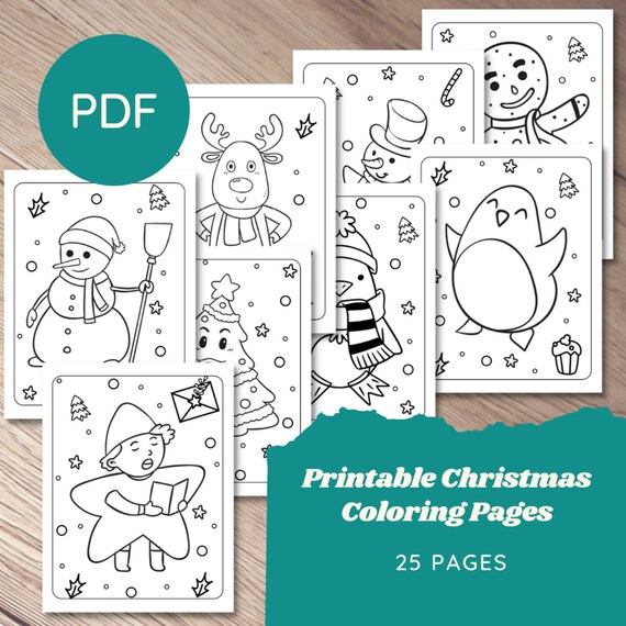 Christmas Coloring Pages for Kids Printable PDF Instant