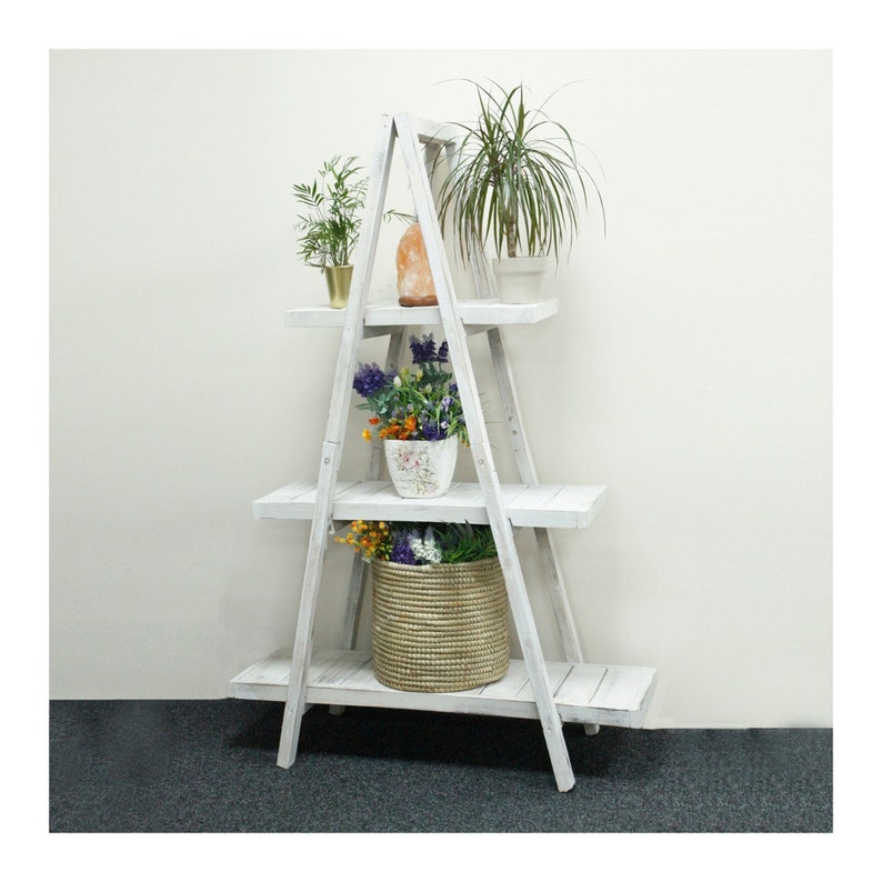 White Triangle Plant Stand Wooden Triangular Shelves Display Etsy UK