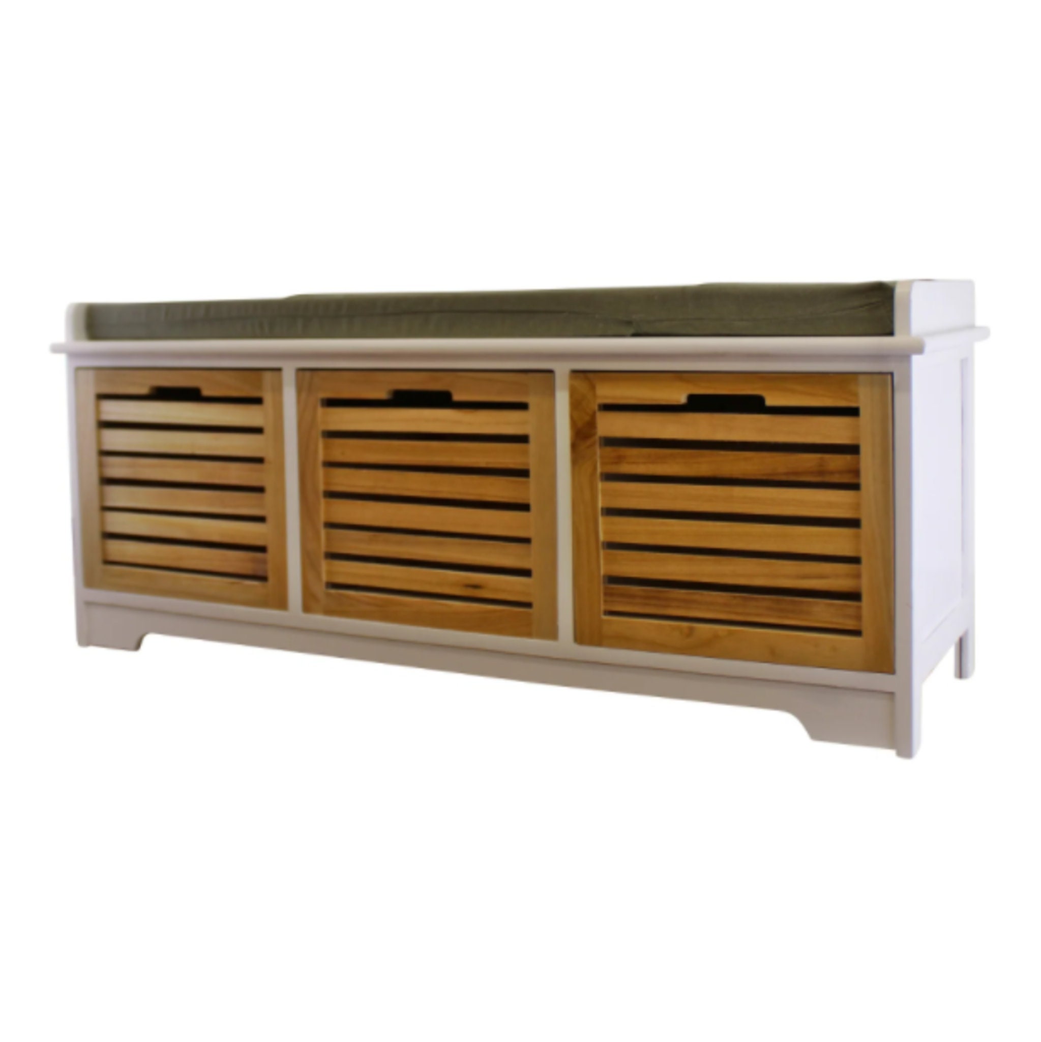 White and Natural Storage Bench Seat Hallway Cottage Wooden Etsy UK