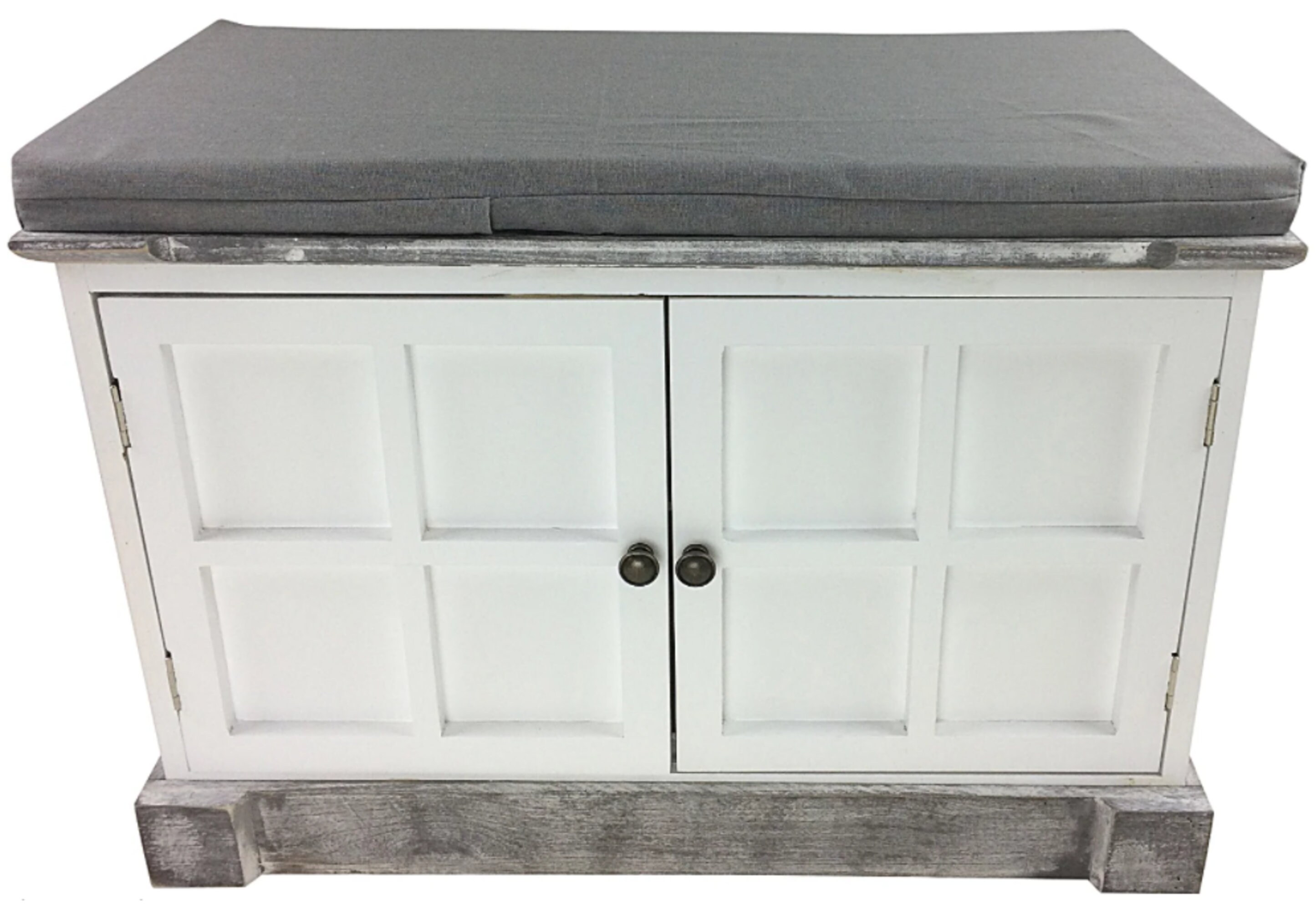 White and Grey Storage Bench Solid Wood Hallway Seat Cottage - Etsy UK
