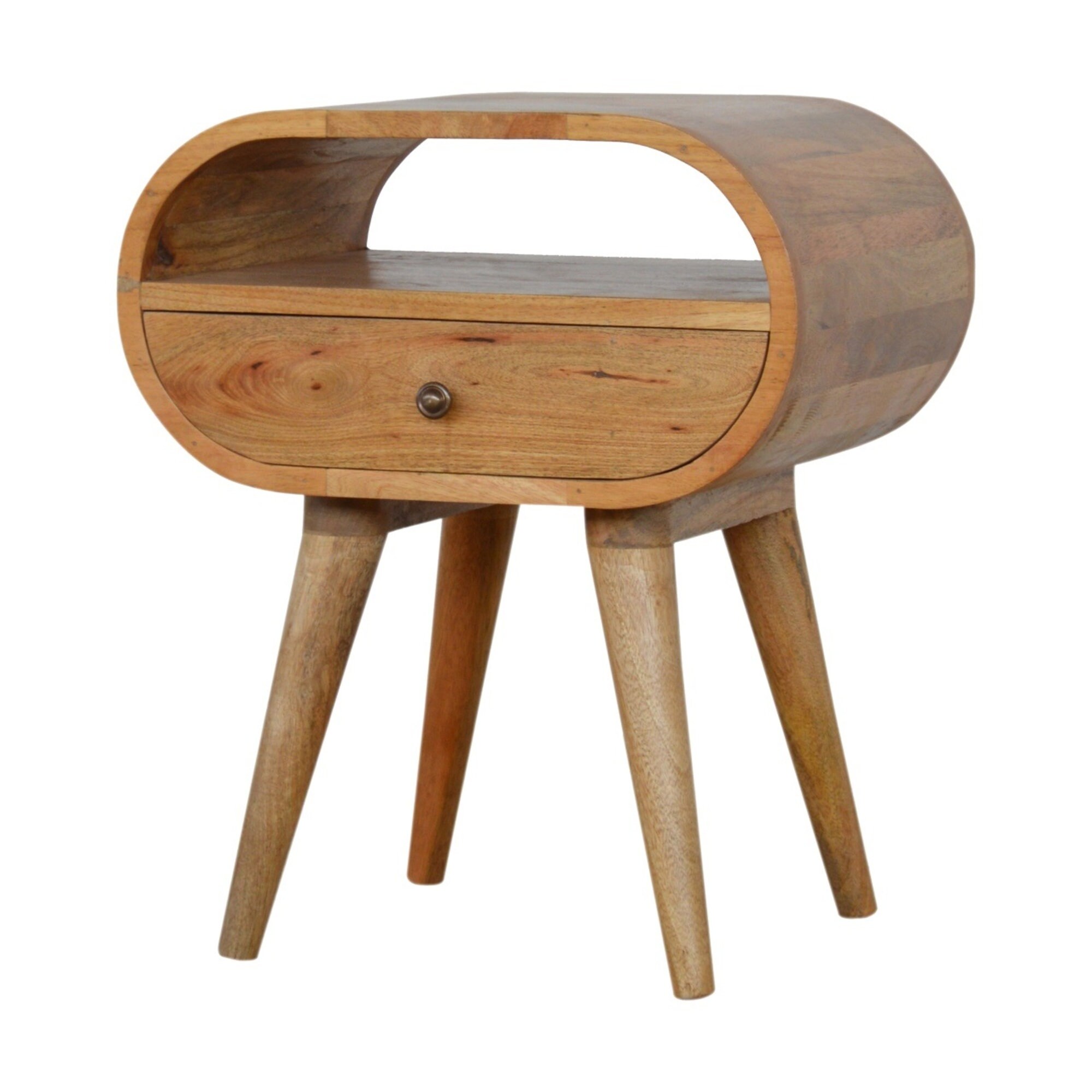 Oval Bedside Table With Drawer and Open Slot Nordic Nightstand Etsy UK