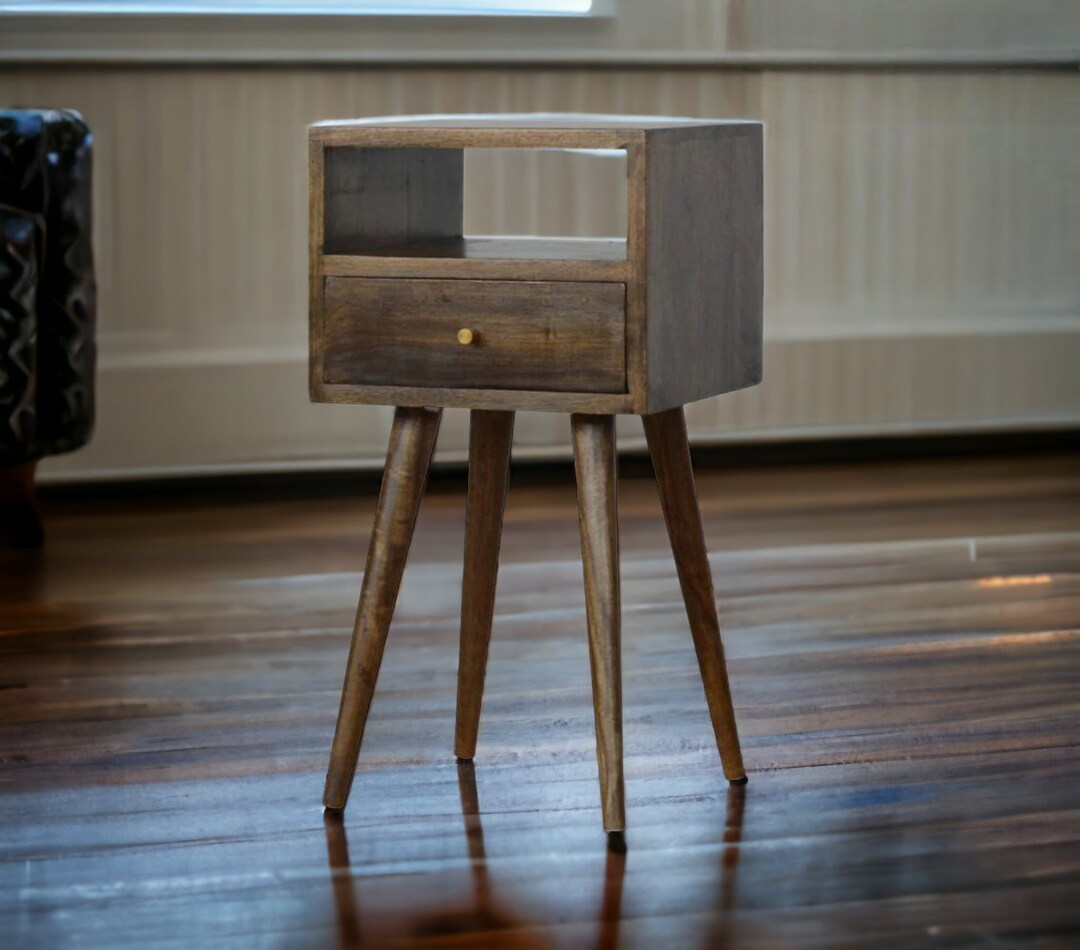 Small Bedside Table With Drawer and Open Slot Nordic Modern Nightstand