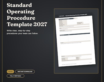 SOP Template 2027, Standard Operating Procedure Form for Small Business, Editable Word Digital Download