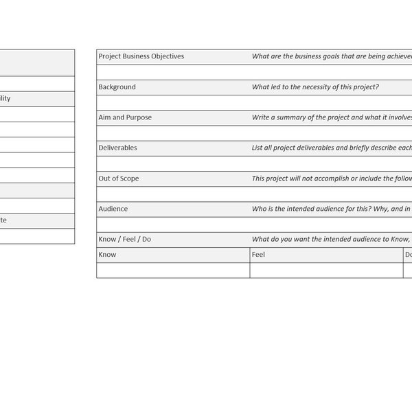 Company Project Planner - Project Scope, Project Brief and a 13 Week Sprint all in one - Editable PDF Template