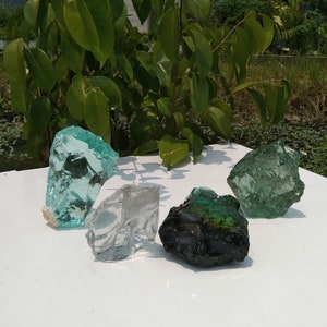 4 pcs 1199 gr of rough andara crystals monatomic multycolor