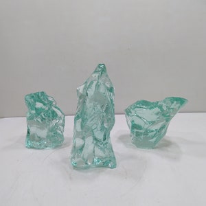 3 pcs 1545 gr of rough andara crystals monatomic turquoise green