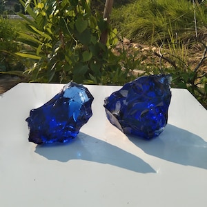 2 pcs 1802 gr of rough Andara Crystal deep blue sea monatomic