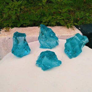 4 pcs 1348 gr of rough natural vulcanic andara crystals monatomic aqua blue