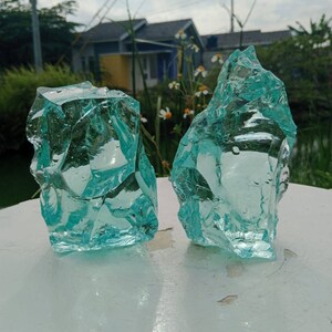 2 pcs 1265 gr. of rough natural andara crystals monatomic turquoise green