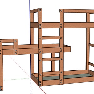 3D | plans Triple bunk beds