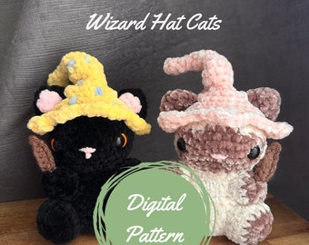 Wizard Hat Cat Crochet Pattern: Amigurumi Stuffed Animal (PDF Pattern)