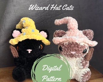 Wizard Hat Cat Crochet Pattern, PDF Amigurumi Pattern, Instant Download, Animal Crochet Pattern, Cute Cat Stuffed Animal, Digital Guide