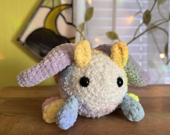 Crochet Luna Moth: Multicolored Fuzzy Home Decor - Handmade