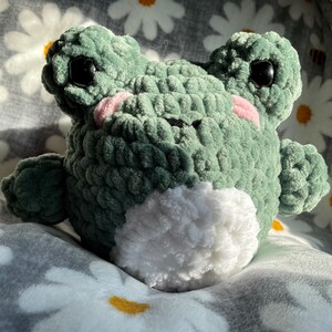 Large Fluffy Frog Squish, Gift for Frog Lovers, Fuzzy Crochet Frog, Cute Handmade Plushie, Made to Order, Crochet Home Decor, Frog Plush Toy image 4