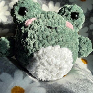 Large Fluffy Frog Squish, Gift for Frog Lovers, Fuzzy Crochet Frog, Cute Handmade Plushie, Made to Order, Crochet Home Decor, Frog Plush Toy image 6