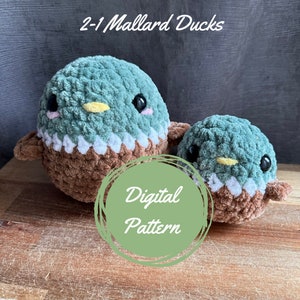 2in1 Round Mallard Duck Crochet Pattern, PDF Amigurumi Pattern, Instant Download, Animal Crochet Pattern, Cute Duck Stuffed Animal