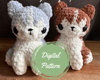 Patrón de crochet para cachorro husky sentado: Perro amigurumi (Patrón PDF)